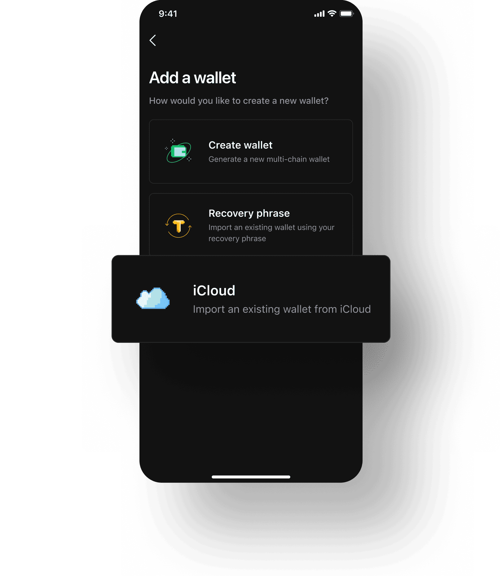 Wallet import in Credit Wallet