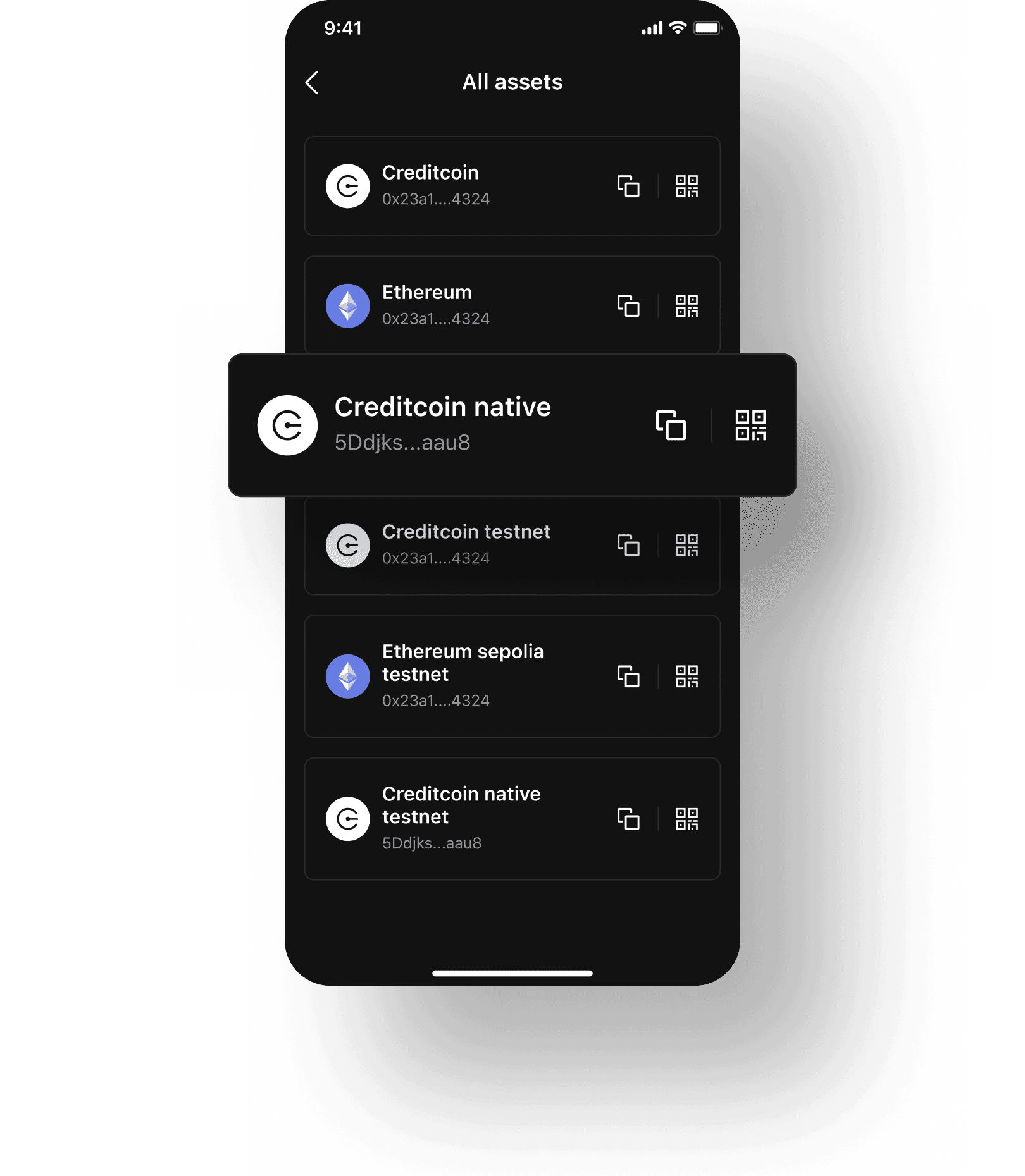 One seed, multiple addresses in Credit Wallet